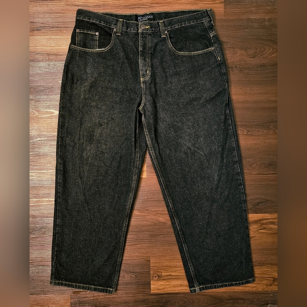 Vintage 1990's Y2K Anchor Blue 40x29 Big Baggy "1981" Dark Wash Black Jeans